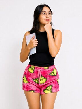 Women’s The Grinch Holiday Pajama Shorts, Christmas Print Lounge Shorts